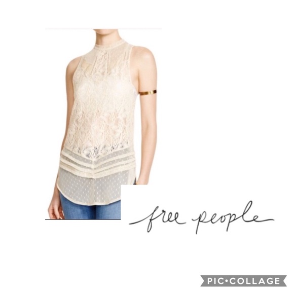 Free People Boho Lace Ivory Victorian Top XS 🌸 - Picture 1 of 5